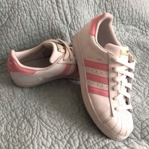 Pink and White Adidas Superstars